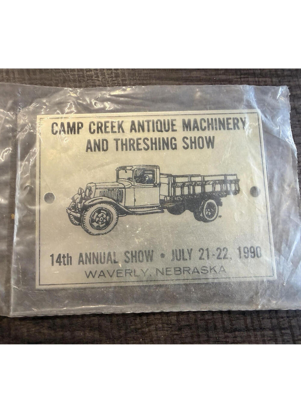 Camp Creek Antique Machinery and Threshing Show Plaque 1990 Waverly Nebraska